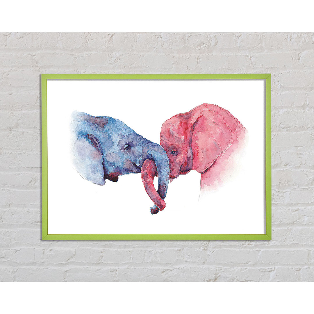 Gerahmtes Leinwandbild Elephant Trunk Love