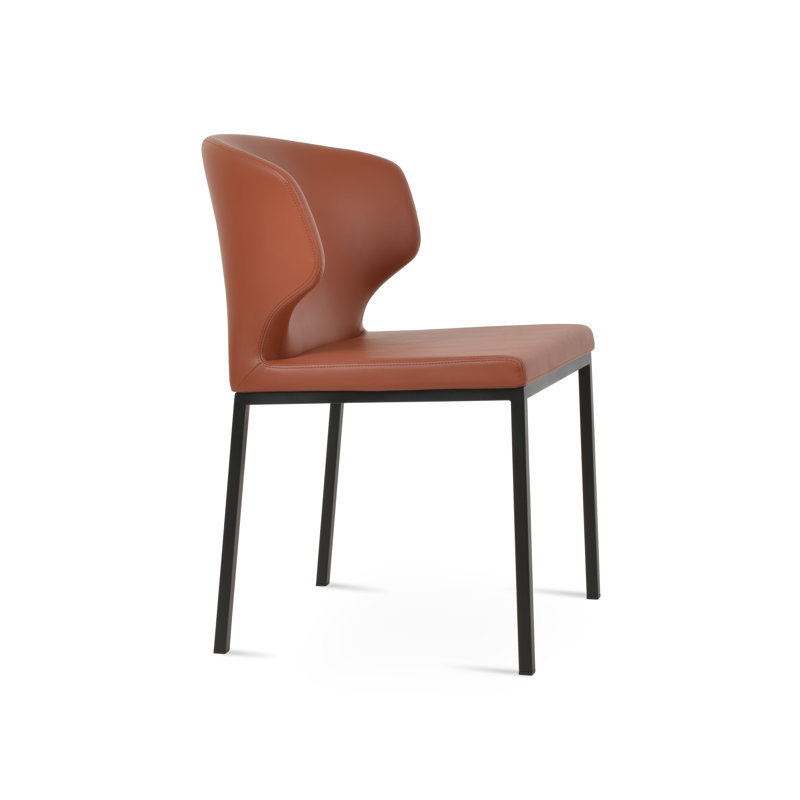 Chaise d'appoint rembourrée Amed, Noir, Cannelle