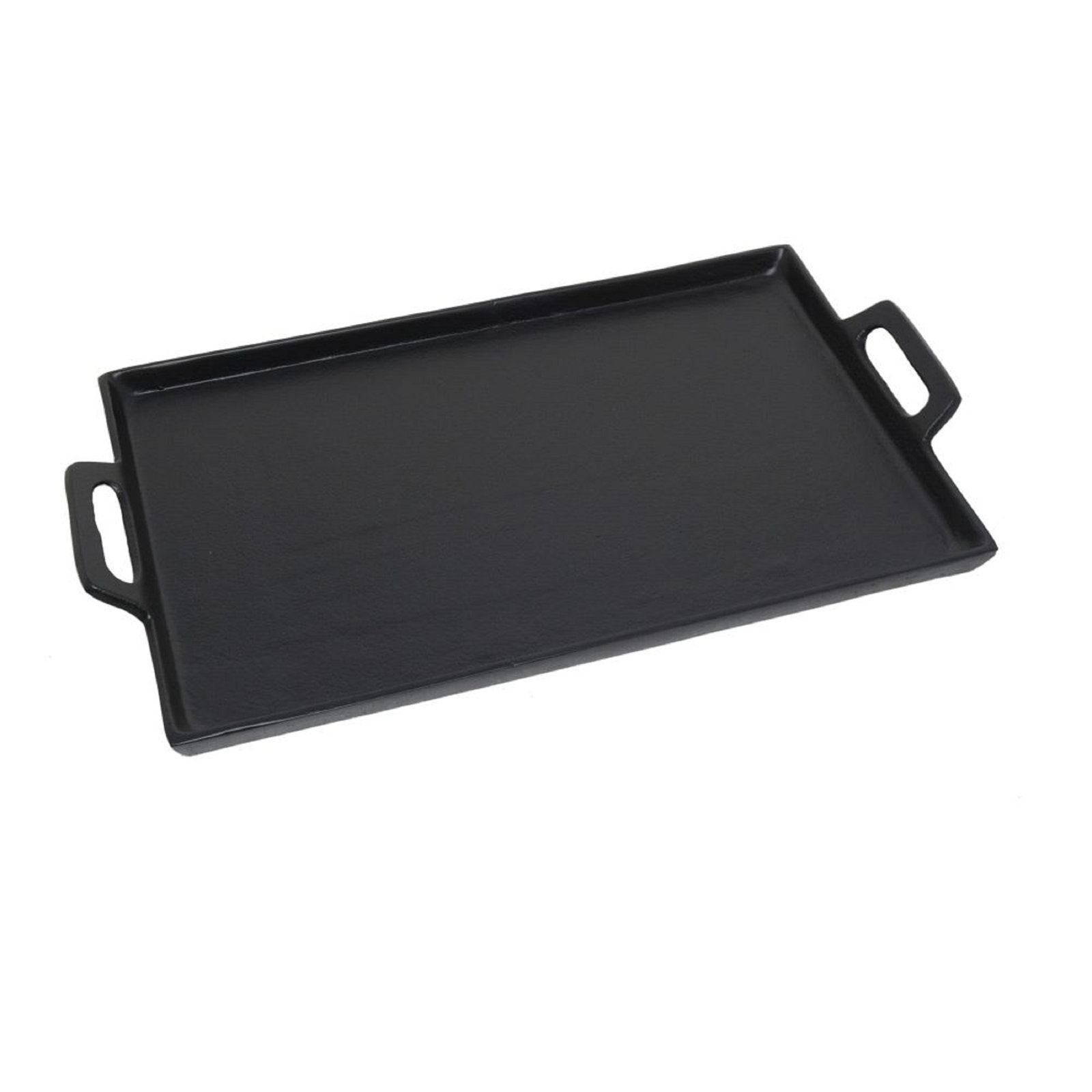Black Alum. Tray With Handles, 2" H x 10" W x 14" D