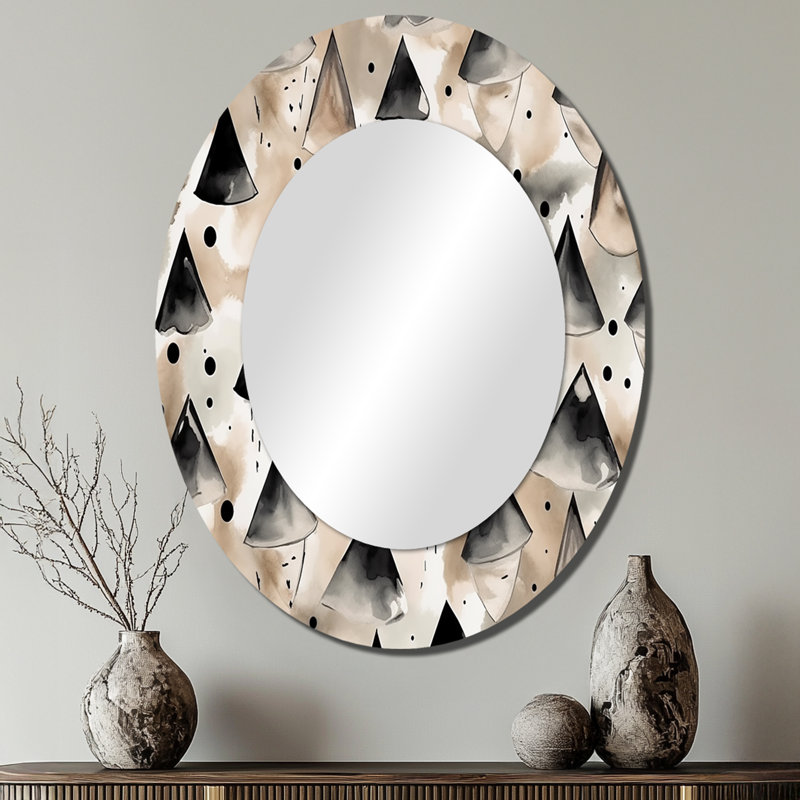 Exploring Golden Abstracted Symmetry I - Modern Oval Wall Mirror, 40" x 30"