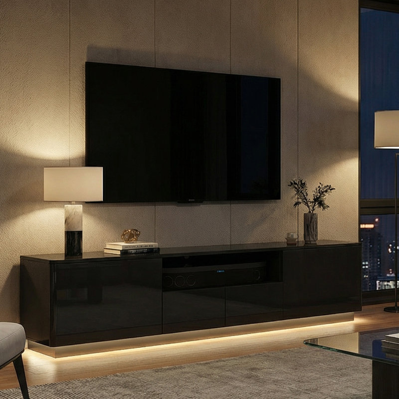 Caelah TV Stand for TVs up to 78", Black