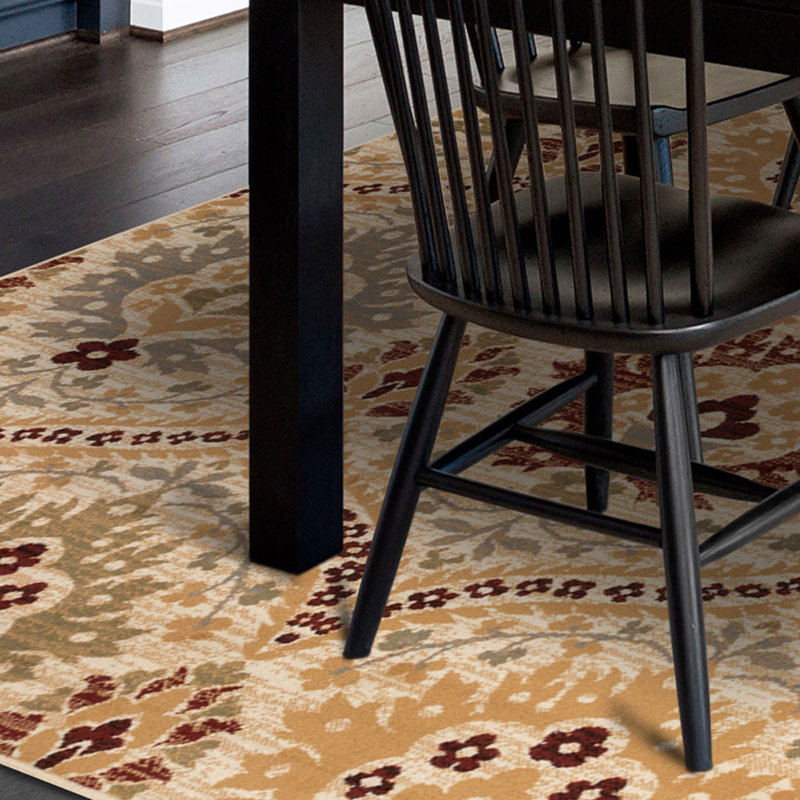 Tapis floral résistant aux taches
