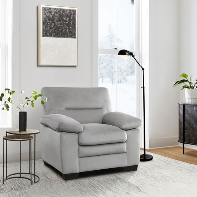 Solomon Fauteuil droit en tissu à accoudoirs évasés gris