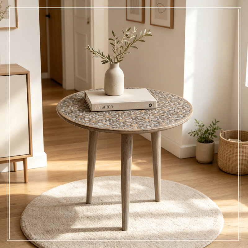 Table de bout ronde avec pieds robustes