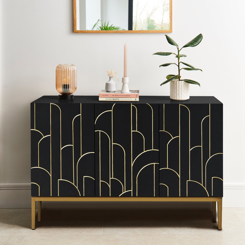Heathfield 87cm Sideboard, Noir Black, 81 cm H x 120 cm W x 40 cm D