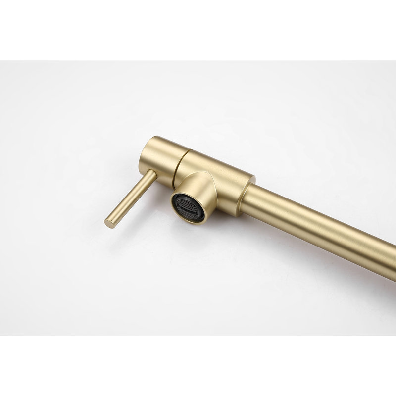Pot Filler Faucet With Extension - 360 Swivel And Foldable, Brushed Gold, Brass, Double Handles For Seamless Water Release, Corrosion Surface Treatment Rotatable Foldable Design, Efficient