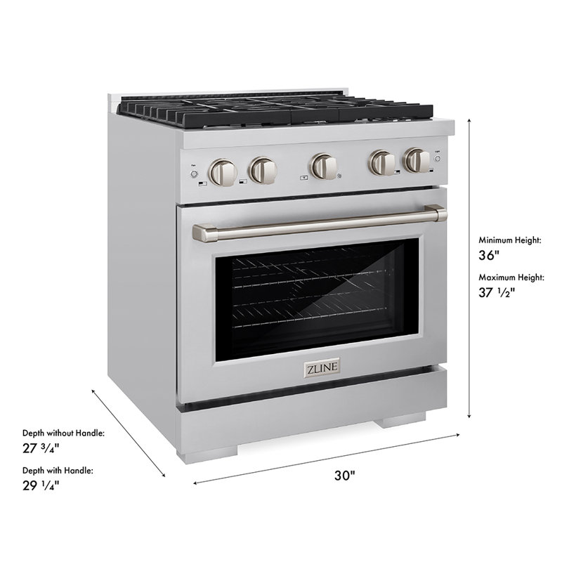 ZLINE 30 in. 4.2 cu. ft. 4 Burner Gas Range with Convection Gas Oven in Stainless Steel, White