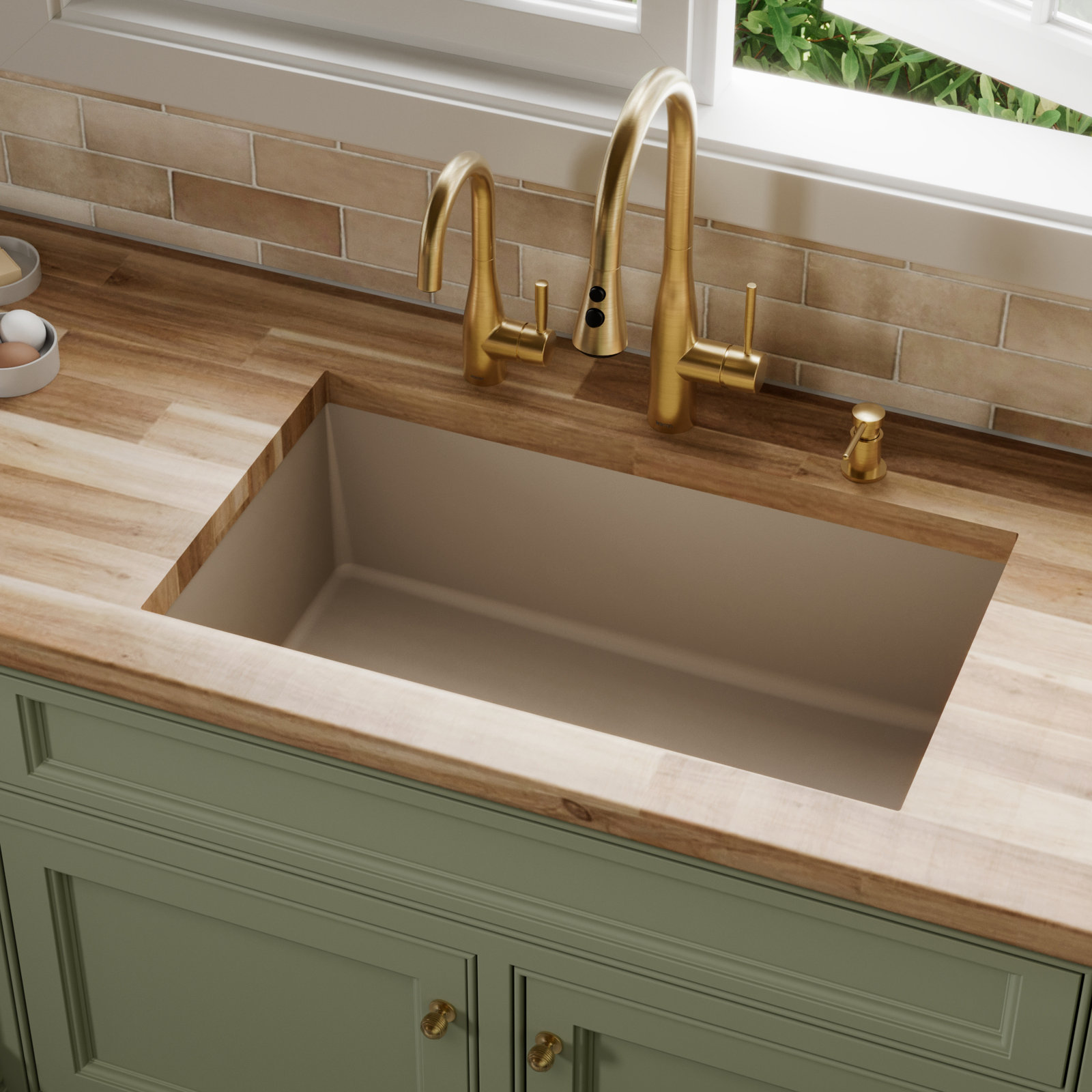 32" Undermount Quartz Composite Sink, Concrete