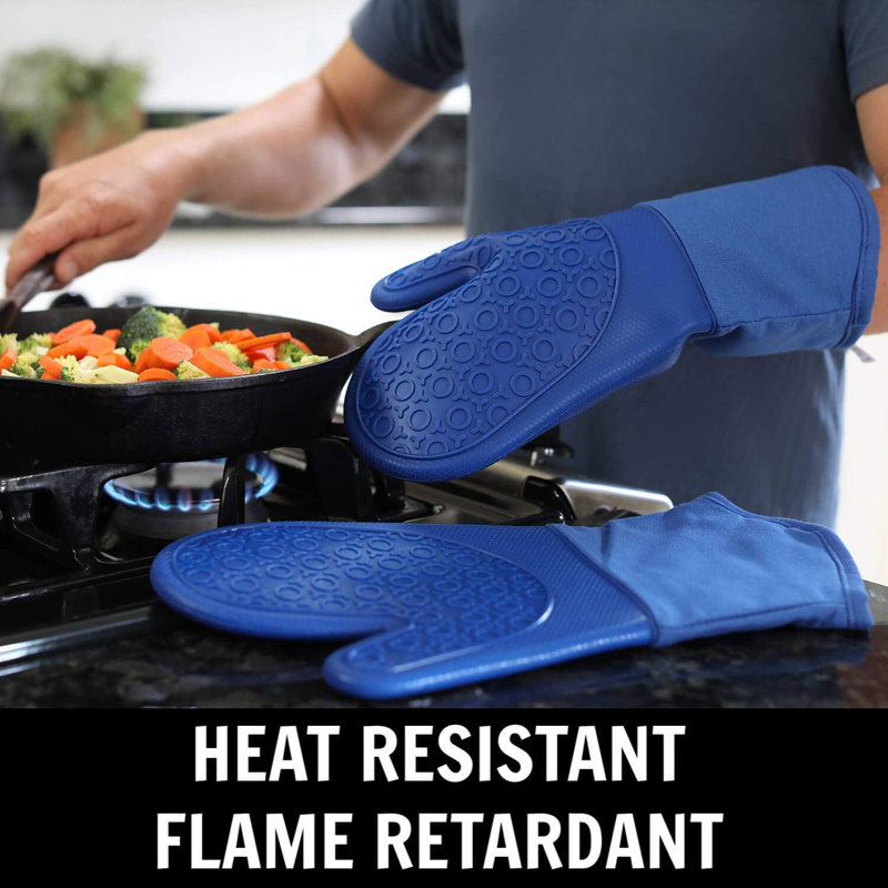 4-piece Silicone Oven Mitts & Pot Holders Set