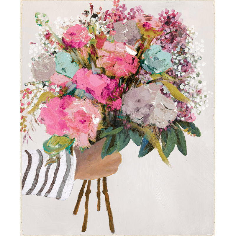 A Gift of Pink Flowers - Painting Print, Wrapped Canvas, 76cm H x 51cm W