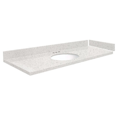 55.25'' Quartz Single Vanity Top with Sink and 3 Faucet Holes -  Transolid, VT55.25x22-1OU-SNO-4