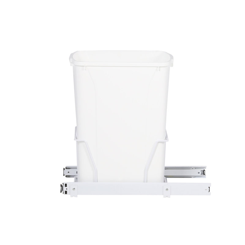 White Steel 20 Quart Pull-Out Rectangular Trash Can