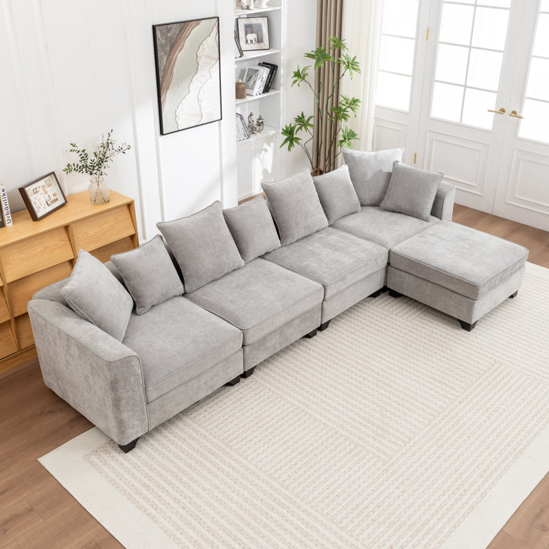 Bennett 5- Piece Sectional Sofa With Ottoman, Gray