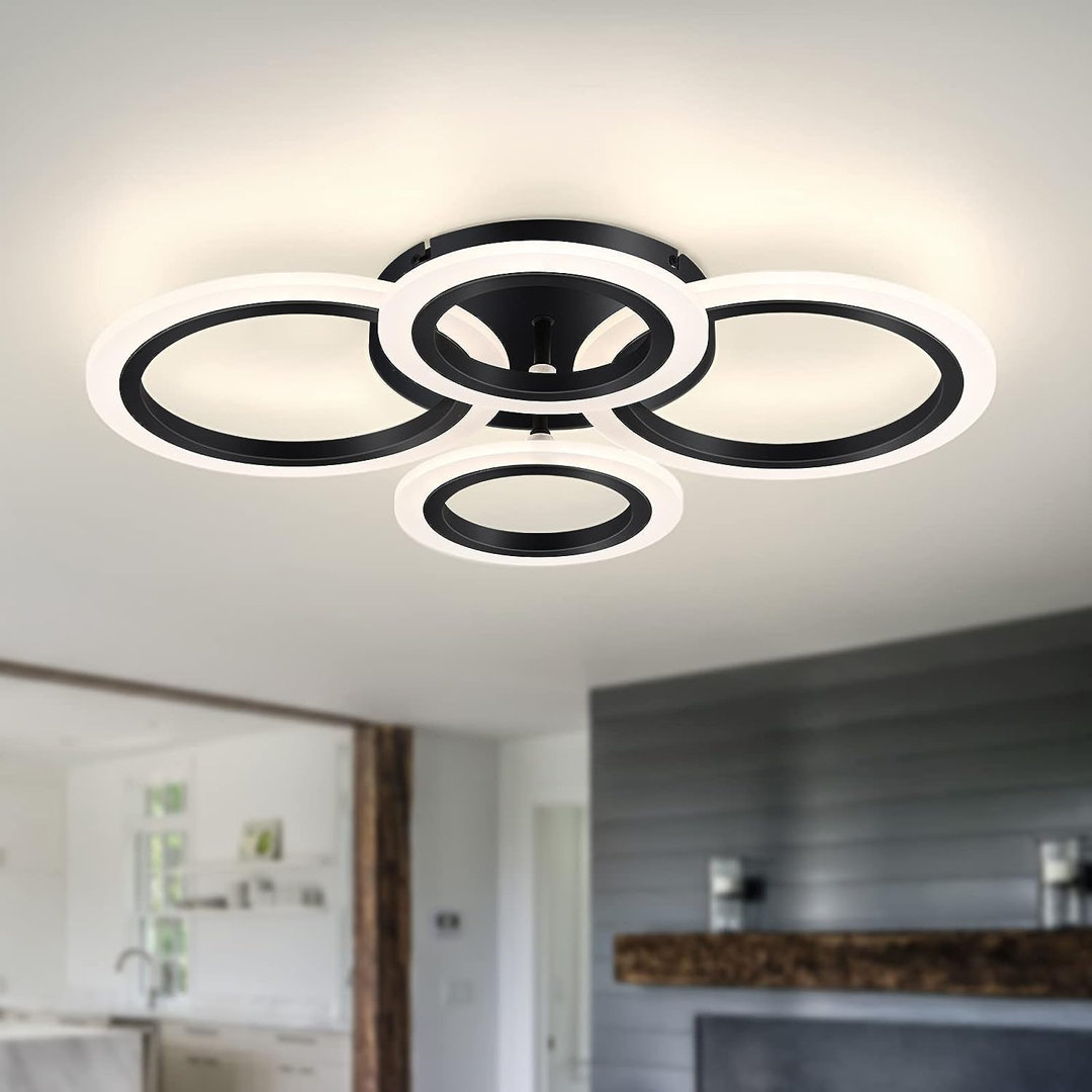 Christain 4-Light Black Modern Integrated LED Flush Mount Ceiling Light Wrought Studio™