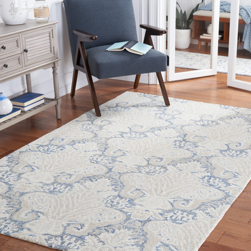 Tapis ikat en laine et en coton touffeté à la main Hitz, Rectangle 8 pi x 10 pi