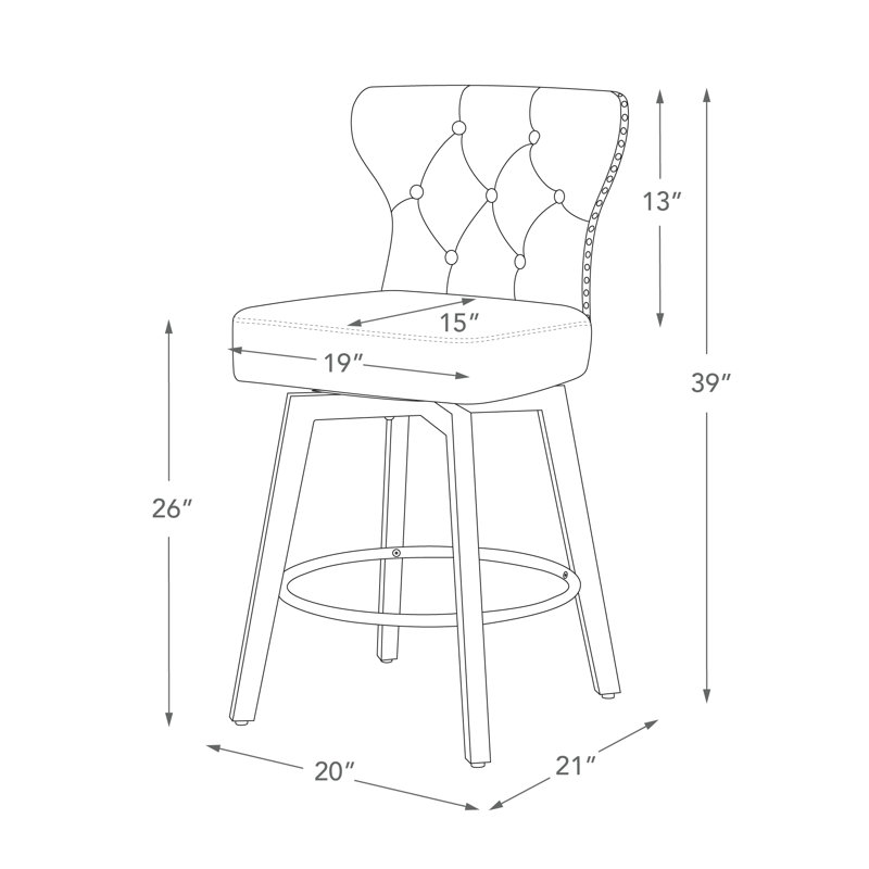 Tabouret de comptoir pivotant touffeté Akeil, Brun, 1