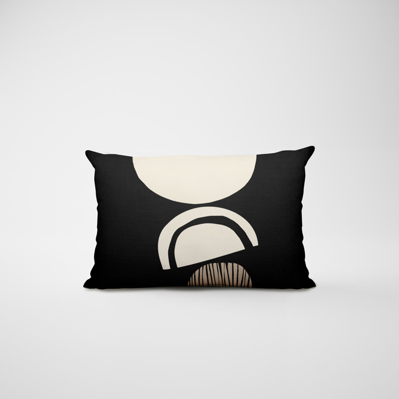 Housse et insert de coussin rectangulaire intérieur / extérieur en polyester / mélange de polyester Chamu, Noir
