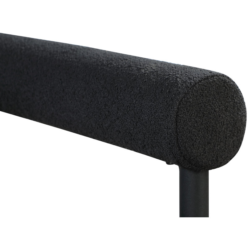 Chaise de salle à manger rembourrée Louie, Tissu bouclé noir