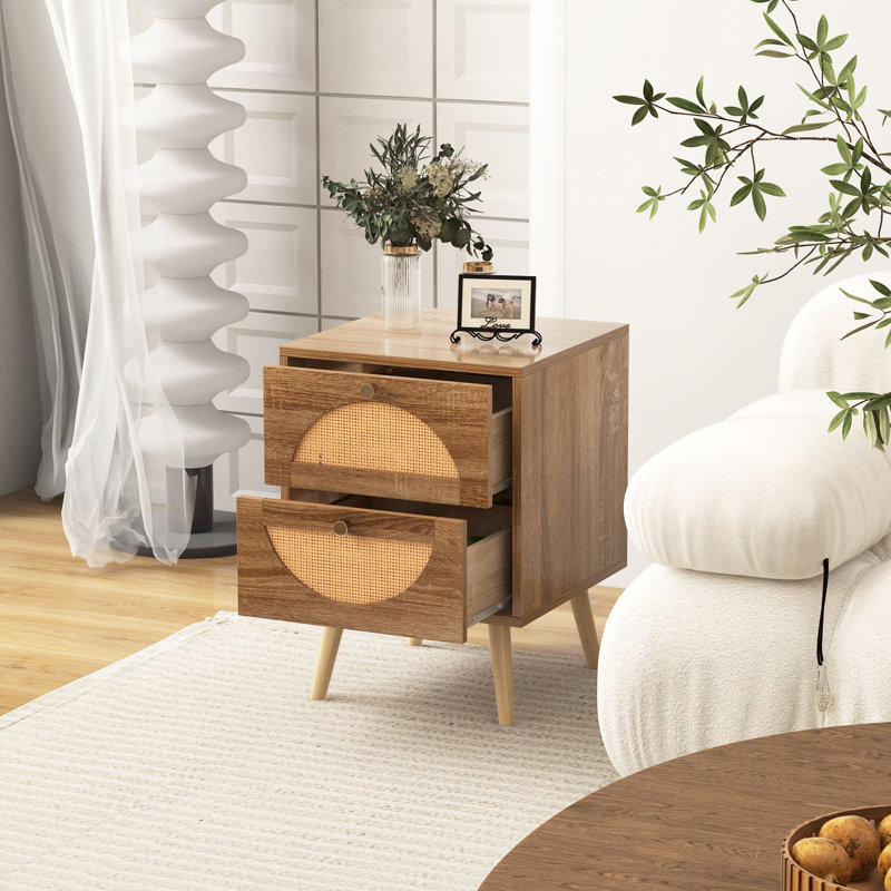40cm W Solid + Manufactured Wood Bedside Table