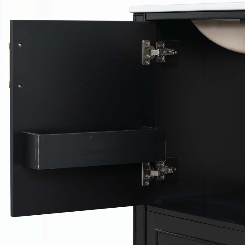 Meuble-lavabo moderne avec rangement spacieux et mécanisme de fermeture en douceur pour une fonctionnalité accrue, Noir