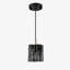 Mini-luminaire suspendu moderne en verre fumé 1 lumière avec finition noire et laiton
