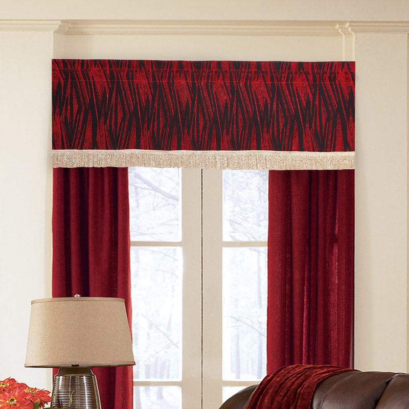 Nepomuk Geometric Tailored Window Valance, Burgundy