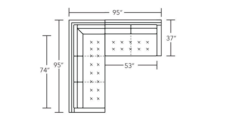 MCM Sectional, Performance Weave - Natural, Left Hand Facing