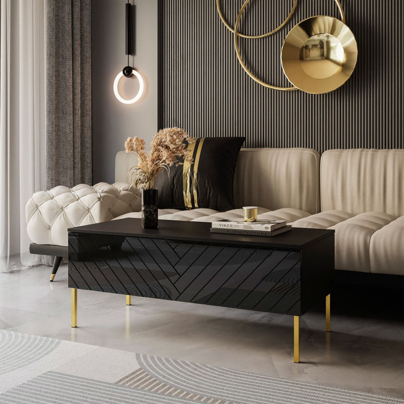 Coffee Table with Storage, Black