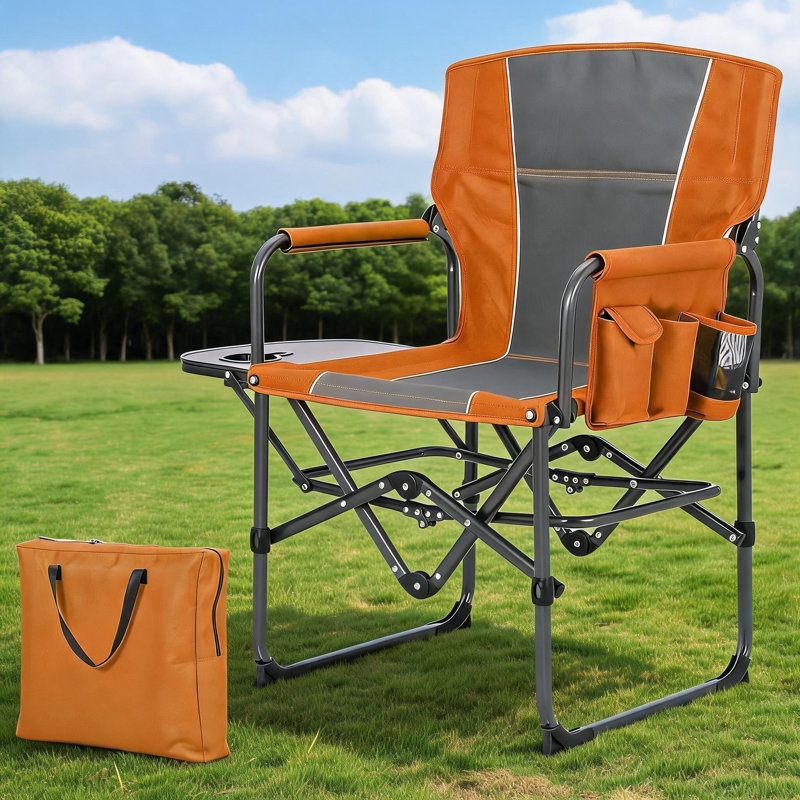 Chaises de camping surdimensionnées pour réalisateurs, jusqu'à 400 lb, Orange/Gray, 1