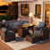 Caradog Wicker 6 - Person Patio Conversation Sets with Cushions, Coffee Table and 44" Fire Pit