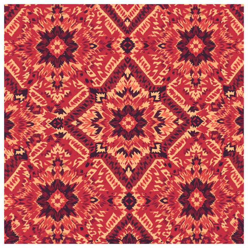 Tapis de bain rouge à motif tribal beige, L 24 po x L 17 po