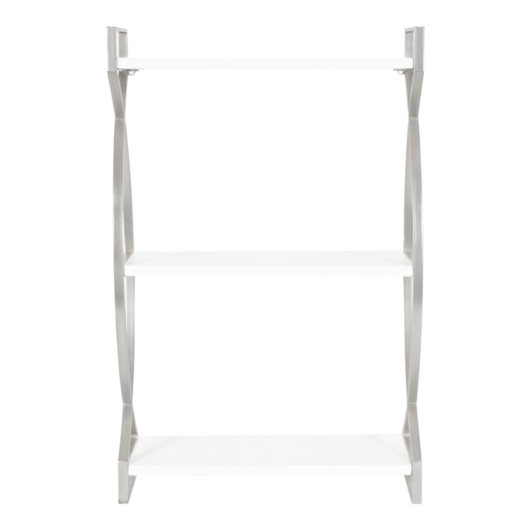 Everly Quinn Arietta Tiered Shelf 18X7x28 White, Gold Everly Quinn 