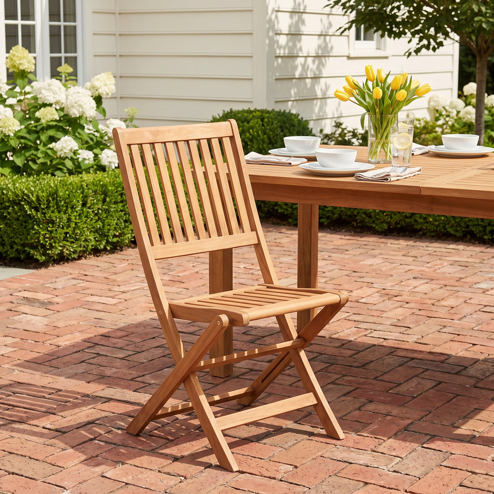 Solid Wood Patio Folding Chair (Set of 2)