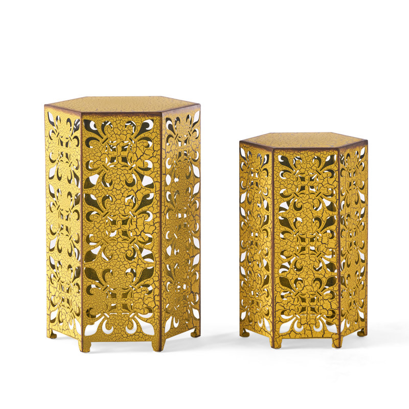 Lochart Iron Top Nesting Tables, Antique Yellow