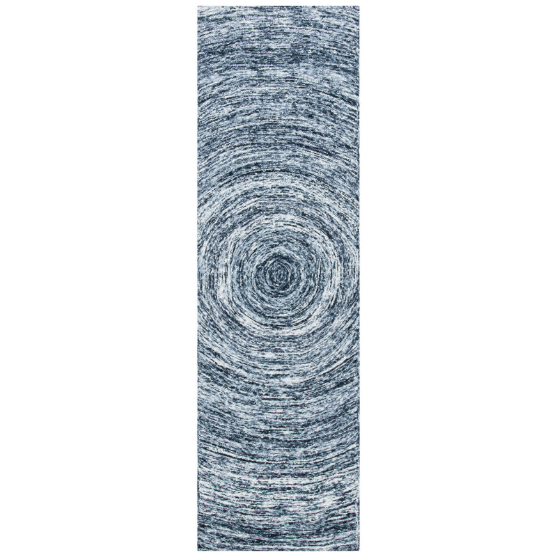 Ikat Hand Tufted Wool Abstract Rug, Runner 2'3" x 8'