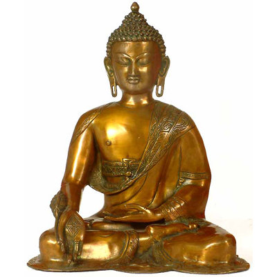 Statue de Bouddha en laiton, divinité bouddhiste tibétaine 16,5 po, sculpture spirituelle fabriquée à la main pour la méditation