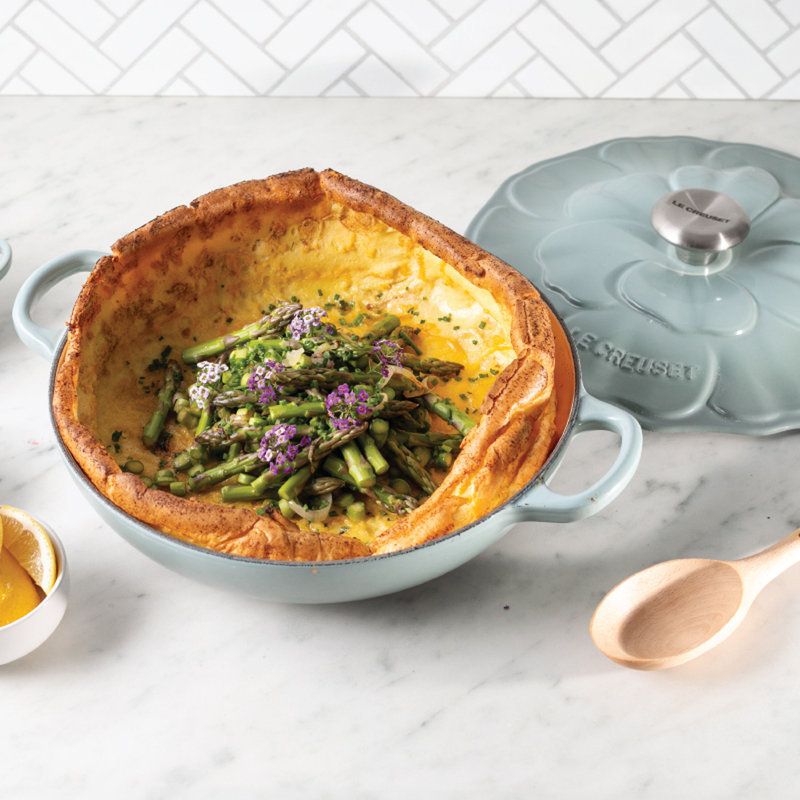 Sea Salt Enameled Cast Iron Petal Braiser with Handles, 2.25qt