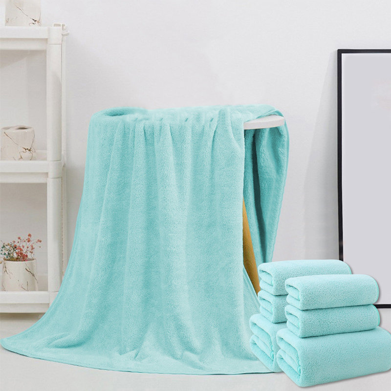 Bath Towels Set of 6 Pieces - Highly Absorbent Towels for Bathroom, 2 Bath Towels, 4 Hand Towels, Green