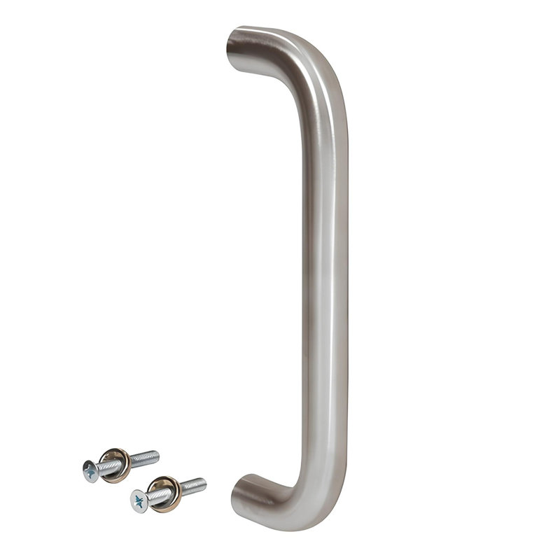 Poignée à tirer solide, 10 3/4 po de longueur, 10 po de fixation d'un centre à l'autre, 3/4 po de diamètre, matériau en aluminium, finition en acier inoxydable brossé