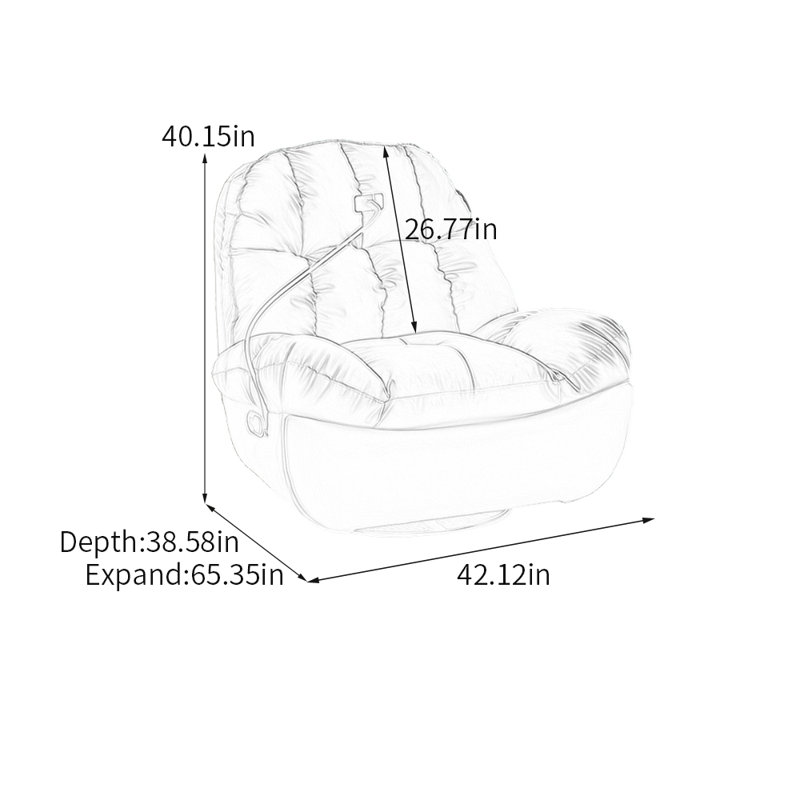 Ergonomic Recliner Chair with Phone stand, Gray