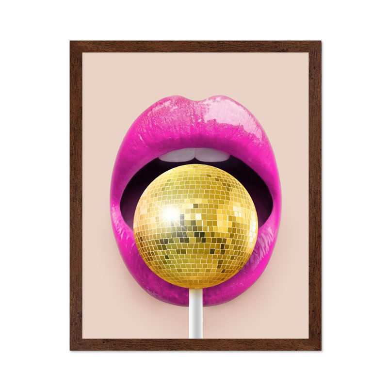 Boule à facettes disco No1, Poster, 18"H x 24"W, Brown Framed