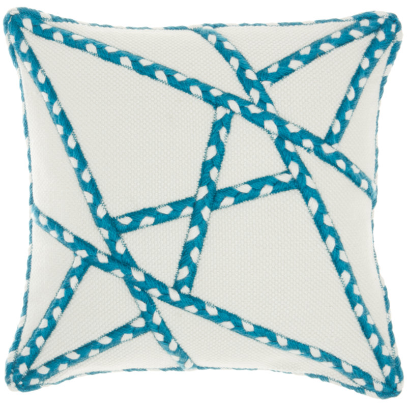 Geometric Outdoor Throw Pillow, Turquoise