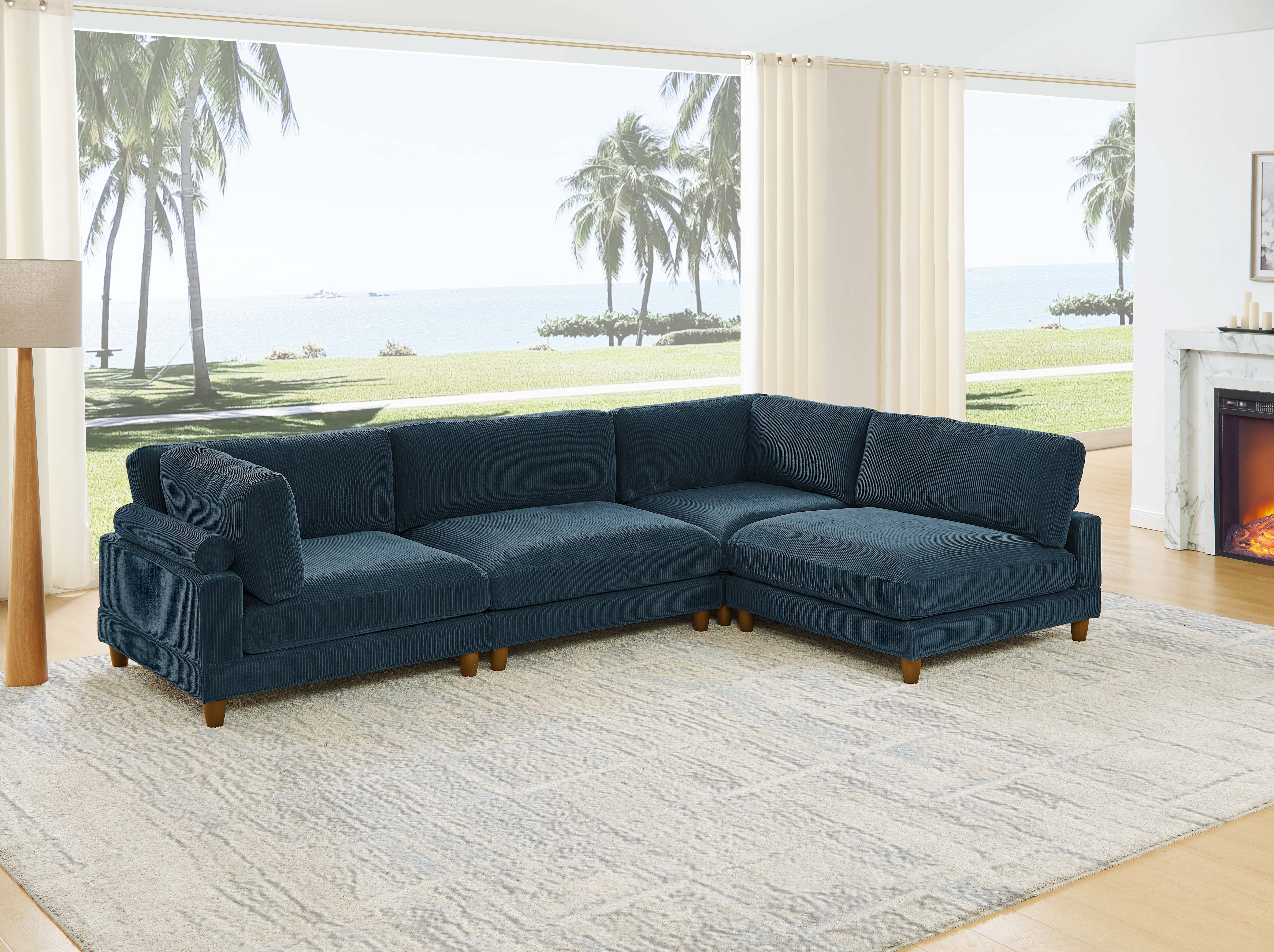 4 - Piece Corduroy Sectional