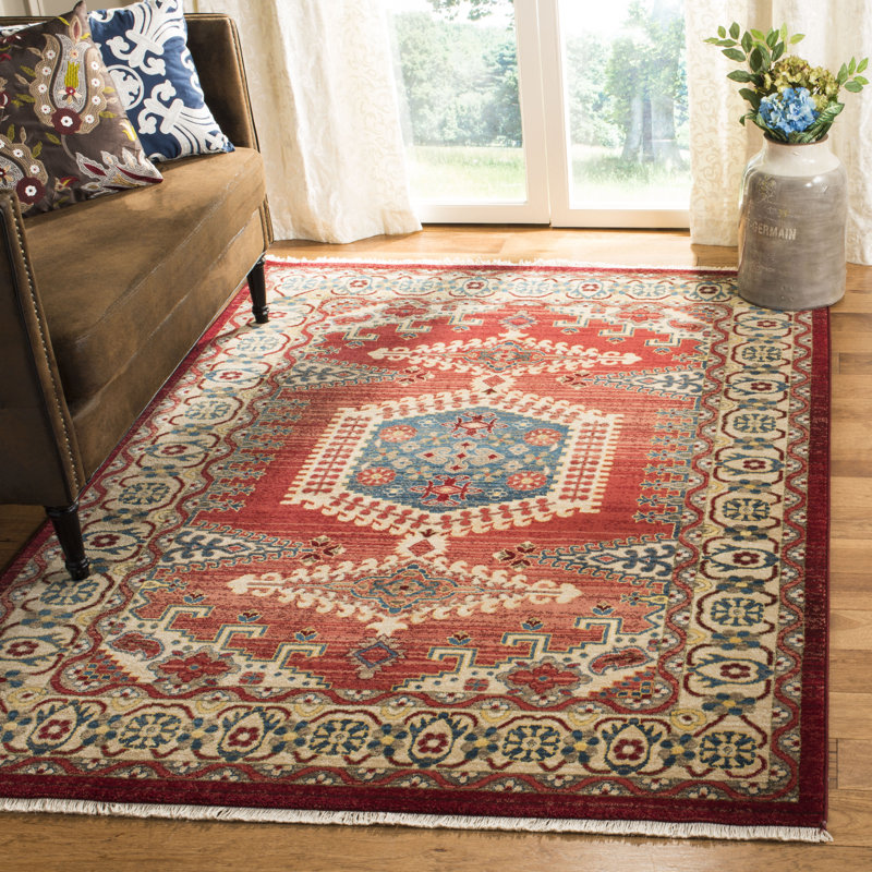Bisen Performance Oriental Rug, Rectangle 4' x 6', Red/Ivory