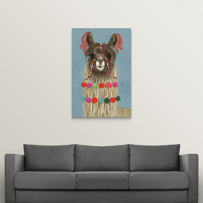 Novogratz « pom pom llama iv », reproduction d’art encadrée, H 18 po x l 12 po x P 1,25 po, Toile tendue