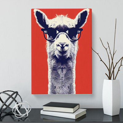 Llama With Glasses - Wrapped Canvas