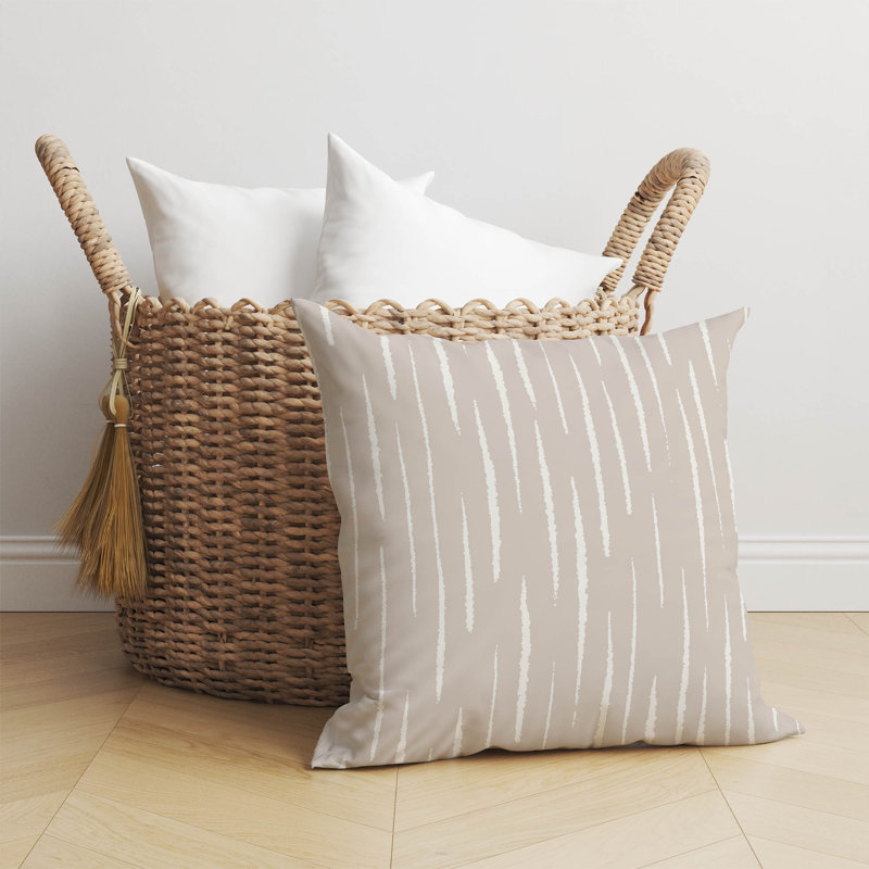 Coussin décoratif Lak, H 26 po x l 26 po, Rayure taupe
