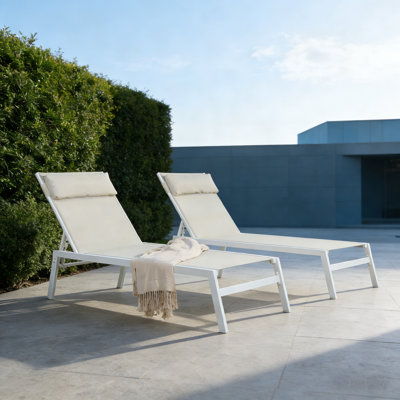 Patio Reclining Sling Chaise Lounge Chairs With Headrests by Ebern Designs