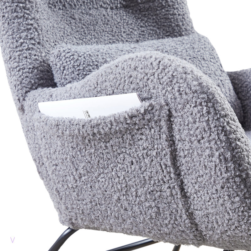 Chaise berçante, chaise berçante moderne avec dossier haut, Gris