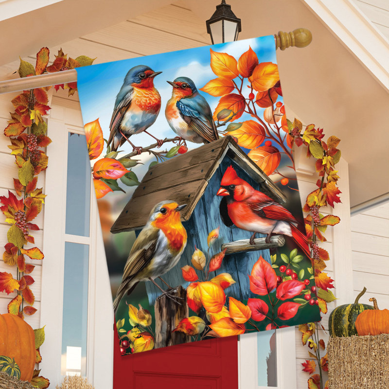 Fall Birds House Flag